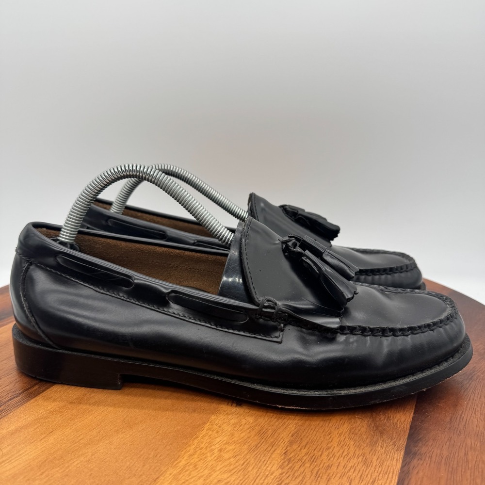 GH Bass Tassel Kiltie Loafers Mens 8.5 D Black Leather USA Weejuns VTG Slip On